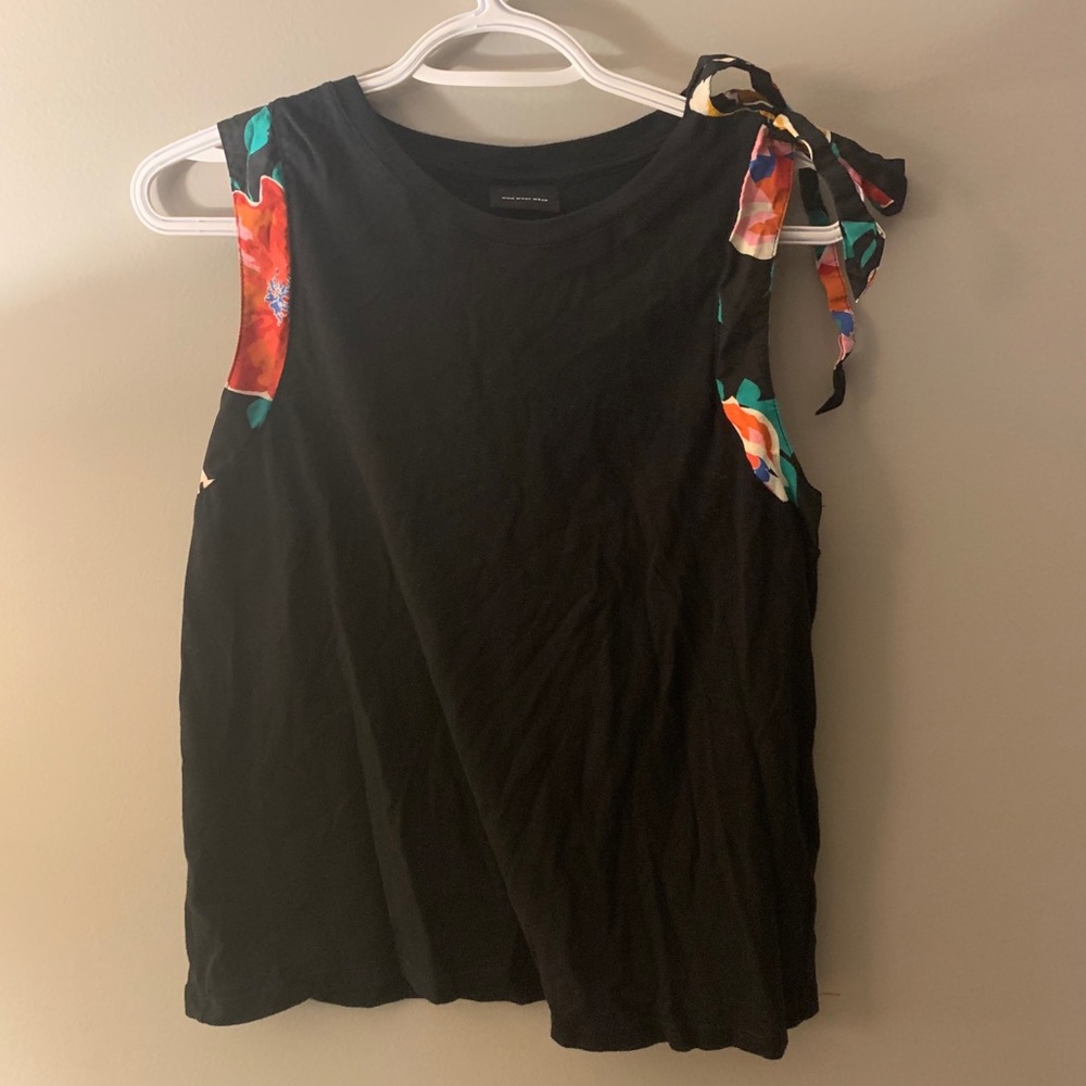 Who What Wear Tank with Floral sleeve edge